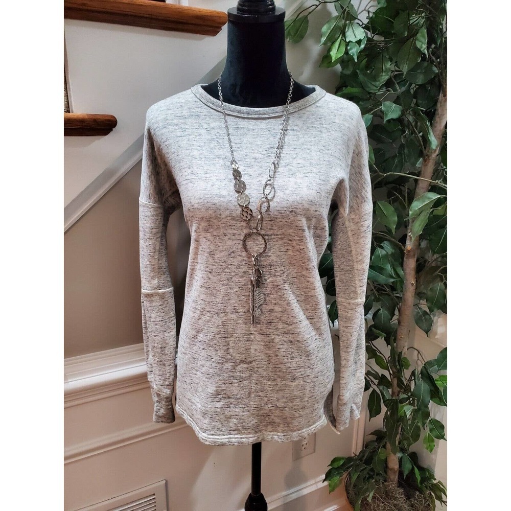 Adidas Women's Gray Cotton Round Neck Long Sleeve Pullover Top Shirt Size Small
